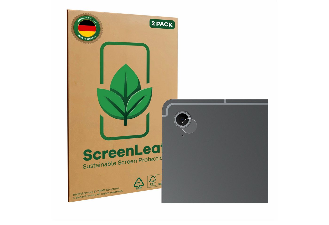 ScreenLeaf Displayschutzfolie Schutzfolie für Samsung Galaxy Tab S10 FE (NUR Kameraschutz), 2 Stück, nachhaltiger Displayschutz Schutz Folie Klar Transparent von ScreenLeaf