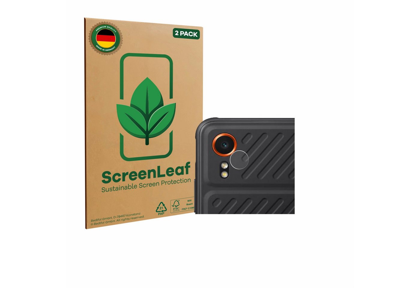 ScreenLeaf Displayschutzfolie Schutzfolie für Samsung Galaxy XCover 7 Pro (NUR Kameraschutz), 2 Stück, nachhaltiger Displayschutz Schutz Folie Klar Transparent von ScreenLeaf