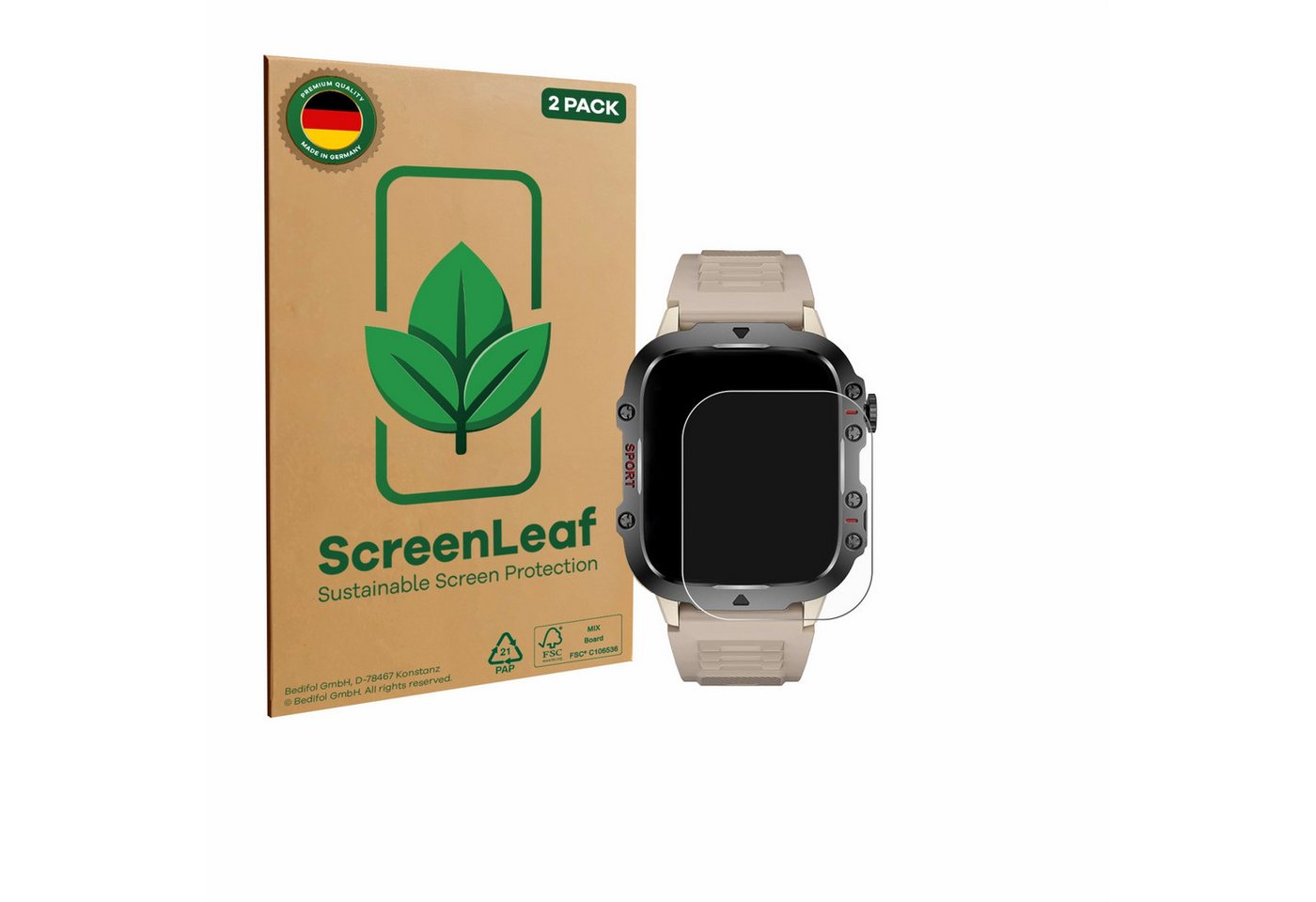 ScreenLeaf Displayschutzfolie Schutzfolie für Sanorum QX11 GR 1.96", 2 Stück, nachhaltiger Displayschutz Schutz Folie Klar Transparent ScreenLeaf Displayschutzfolie Schutzfolie für Sanorum QX11 GR 1.96", 2 Stück, nachhaltiger Displayschutz Schutz Folie Klar Transparent von ScreenLeaf