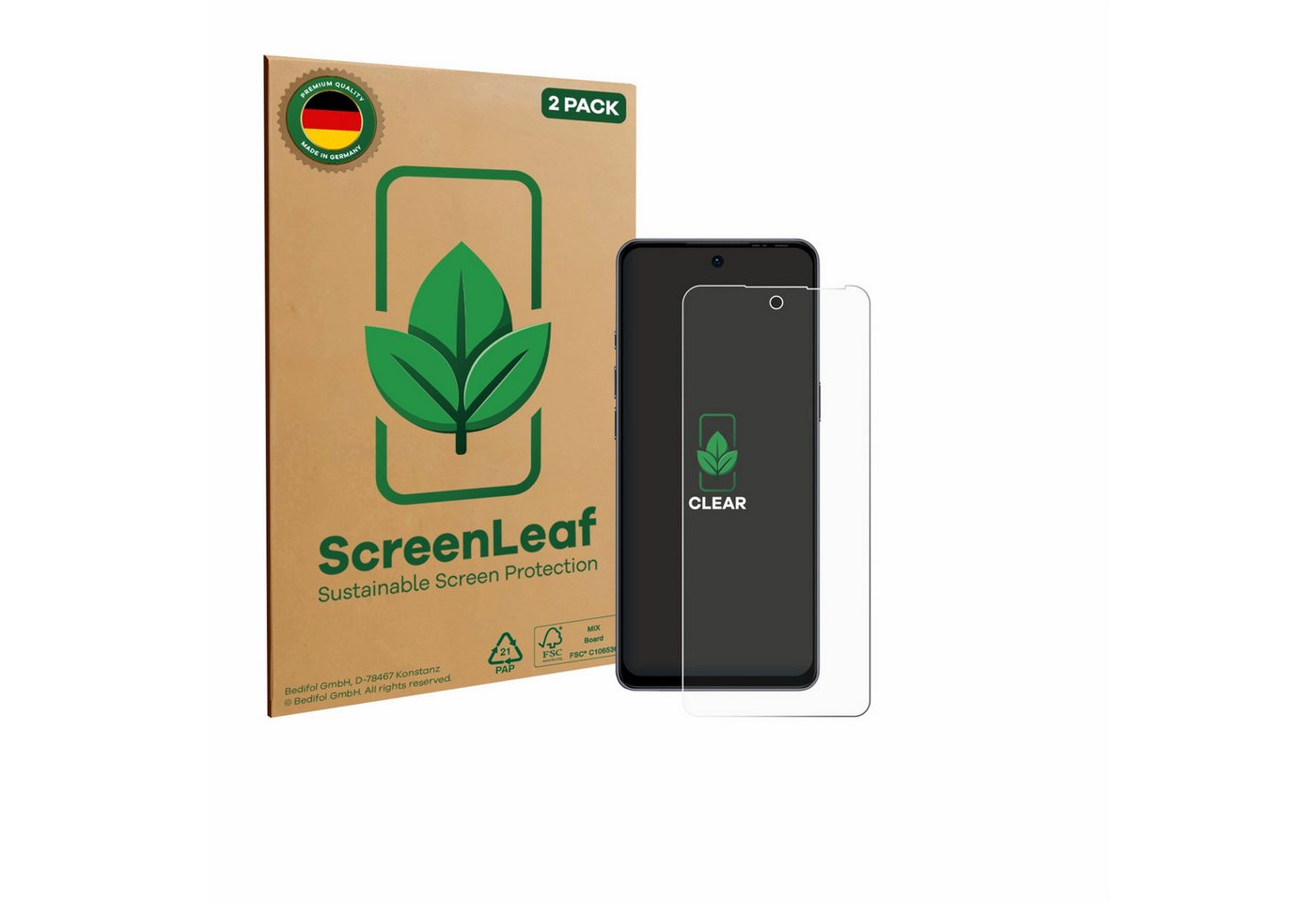 ScreenLeaf Displayschutzfolie Schutzfolie für Ulefone Note 18 Pro, 2 Stück, nachhaltiger Displayschutz Schutz Folie Klar Transparent ScreenLeaf Displayschutzfolie Schutzfolie für Ulefone Note 18 Pro, 2 Stück, nachhaltiger Displayschutz Schutz Folie Klar Transparent von ScreenLeaf