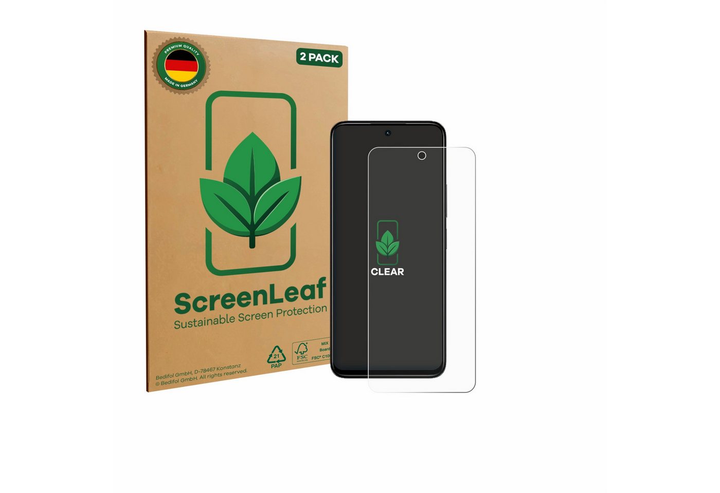 ScreenLeaf Displayschutzfolie Schutzfolie für Xiaomi Redmi 13x, 2 Stück, nachhaltiger Displayschutz Schutz Folie Klar Transparent ScreenLeaf Displayschutzfolie Schutzfolie für Xiaomi Redmi 13x, 2 Stück, nachhaltiger Displayschutz Schutz Folie Klar Transparent von ScreenLeaf