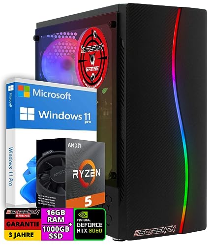 ScreenOn Gaming PC Ryzen 5 5600G • Geforce RTX 3050 (8 GB) Grafikkarte • 16 GB RAM DDR4 3200 MHz • 1000 GB m.2 • Windows 11 Pro • WLAN 300 MBit/s • Gaming PC Computer mit 3 Jahren Garantie! von ScreenOn