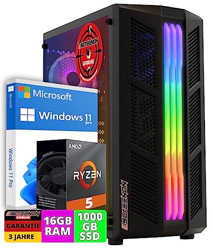 ScreenOn Gaming PC Ryzen 5 5600G • Radeon Vega 7 (2 GB) Grafikkarte • 16 GB RAM DDR4 3200 MHz • 1000 GB SSD • Windows 11 Pro • WLAN 300 MBit/s • Gaming PC Computer mit 3 Jahren Garantie! von ScreenOn