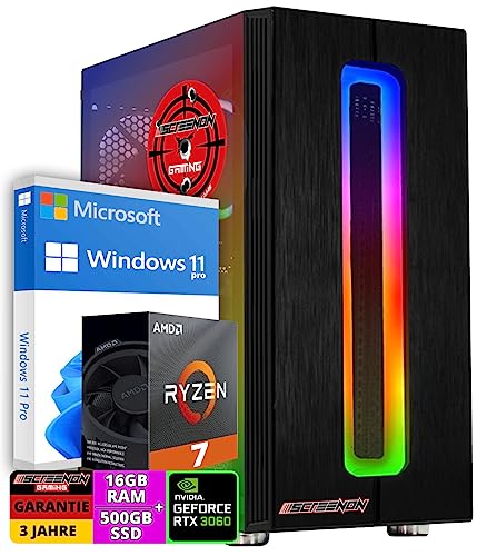 ScreenOn Gaming PC Ryzen 5 5700G • Geforce RTX 3060 (12 GB) Grafikkarte • 16 GB RAM DDR4 3200 MHz • 512 GB m.2 • Windows 11 Pro • WLAN 300 MBit/s • Gaming PC Computer mit 3 Jahren Garantie! von ScreenOn
