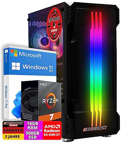 ScreenOn Gaming PC Ryzen 5 5700G • Radeon RX 6500XT (4 GB) Grafikkarte • 16 GB RAM DDR4 3200 MHz • 512 GB m.2 • Windows 11 Pro • WLAN 300 MBit/s • Gaming PC Computer mit 3 Jahren Garantie! von ScreenOn