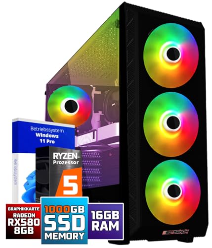 ScreenOn Ultra Gaming PC - Ryzen 5 für Gamer | 3 Jahre Garantie | 16 GB RAM | 1000GB SSD | RX 580 Radeon | USB 3 | Windows 11 Prof | WiFi & Bluetooth ScreenOn Ultra Gaming PC - Ryzen 5 für Gamer | 3 Jahre Garantie | 16 GB RAM | 1000GB SSD | RX 580 Radeon | USB 3 | Windows 11 Prof | WiFi & Bluetooth von ScreenOn