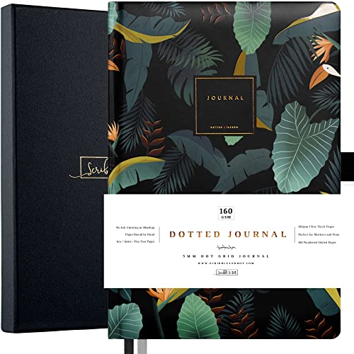 Scribble & Dot® Bullet Journal - Dotted Notizbuch A5 – Jungle – A5 Ultra dickes 160 g/m² Papier – Signature Notizbuch gebunden von Hand – Perfektes gepunktetes Tagebuch für Künstler von Scribble & Dot
