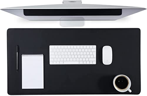 Scribble Schreibtischunterlage aus veganem Leder, doppelseitige Büro- und Laptop-Schreibtischunterlage, 40 x 80 cm, eine wasserdichte, hitzebeständige Schreibtischunterlage für Zuhause (schwarz, groß) von Scribble