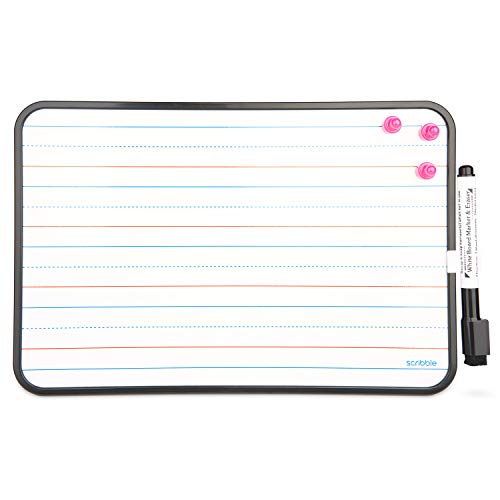 Scribble Trocken abwischbare Tafel "Mini" A4 Whiteboard liniert auf einer Seite magnetisch einfarbig Whiteboard auf der anderen Seite Kleines Handheld Whiteboard zum Schreiben & Lernen mit Marker und von Scribble