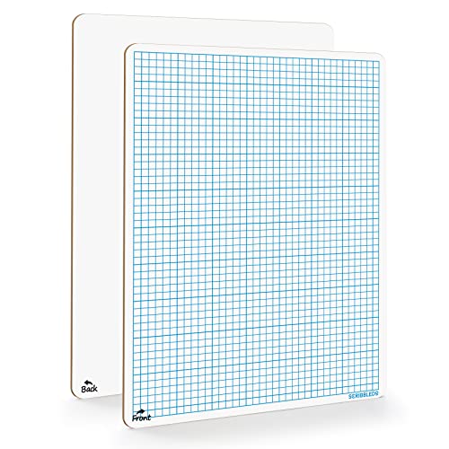 SCRIBBLEDO Trocken abwischbares Whiteboard, 22.9x30.5 cm, doppelseitig, trocken abwischbar, mit Raster für Zuhause, Schule, Kinder und Studenten, tragbares Gitterbrett für Grafik und Geometrie von Scribbledo