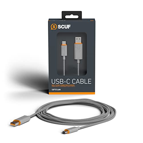 SCUF Geflochtenes USB-C-Kabel – 10 Fuß / 3,6 Meter USB Typ C für Anschluss und Aufladung für Xbox-Controller, PS5-Controller und Smartphones - Hellgrau von Scuf