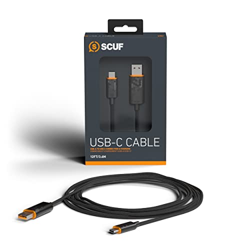 SCUF Geflochtenes USB-C-Kabel – 10 Fuß / 3,6 Meter USB Typ C für Anschluss und Aufladung für Xbox-Controller, PS5-Controller und Smartphones - Schwarz von Scuf
