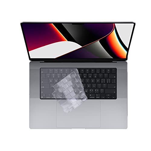 Se7enline Kompatibel mit MacBook Pro 2021 35,6 cm (14 Zoll) und 40,6 cm (16 Zoll) Tastatur-Schutzhülle, weiches Silikon, für MacBook M1 Pro M1 Max Modell A2442/A2485, transparent von Se7enline