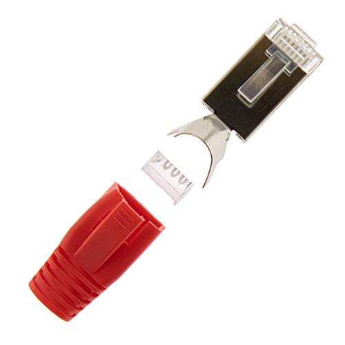 10x Netzwerkstecker Rot CAT 7 6A 5 RJ45 LAN Netzwerk Crimp Stecker Knickschutz von SeKi