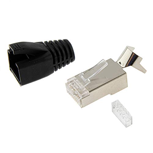 10x Netzwerkstecker Schwarz CAT 7 6A RJ45 LAN Netzwerk Crimp Stecker Knickschutz von SeKi