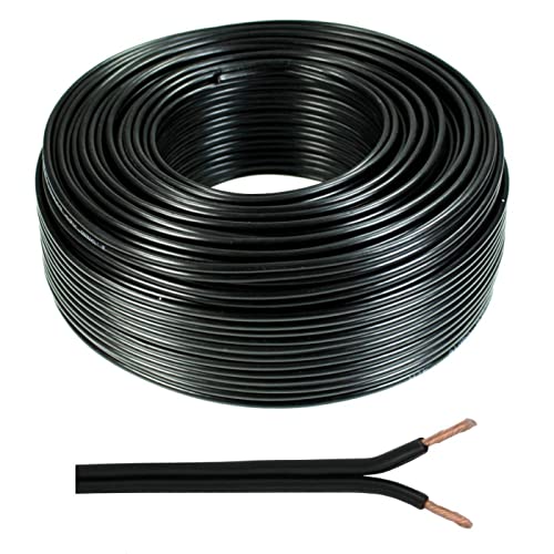 SeKi Lautsprecherkabel 25m - Schwarz - 2x2,5mm² - 100% CCA Kupfer - Audiokabel - Plus-/Minuspol-Kennzeichnung - Kompatibel mit Lautsprecher, Kopfhörer, Mikrophon, Verstärker von SeKi