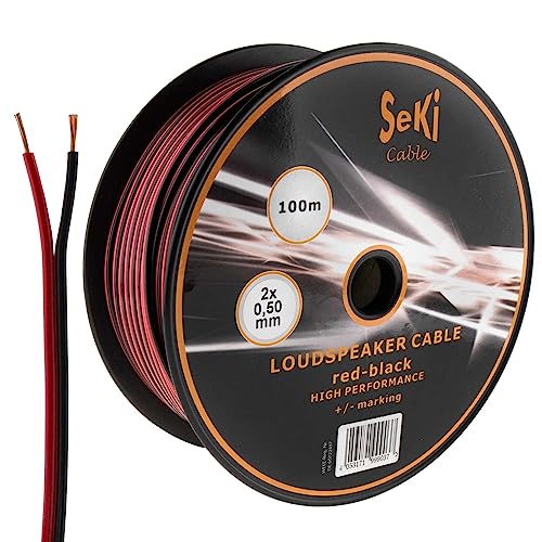 Lautsprecherkabel 2x0,50mm2 - 100m - rot-schwarz - CCA - Audiokabel - Boxenkabel von SeKi