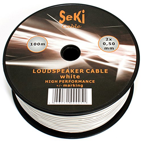 Lautsprecherkabel 2x0,50mm2 - 100m - weiss - CCA - Audiokabel - Boxenkabel von SeKi