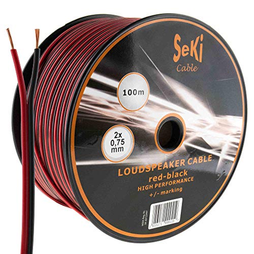 Lautsprecherkabel 2x0,75mm2 - 100m - rot-schwarz - CCA - Audiokabel - Boxenkabel von SeKi