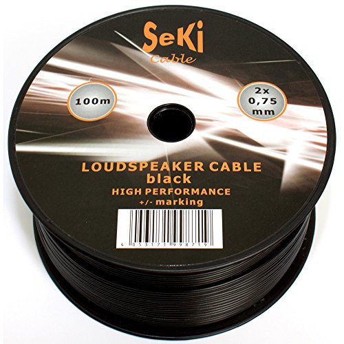 Lautsprecherkabel 2x0,75mm2 - 100m - schwarz - CCA - Audiokabel - Boxenkabel von SeKi