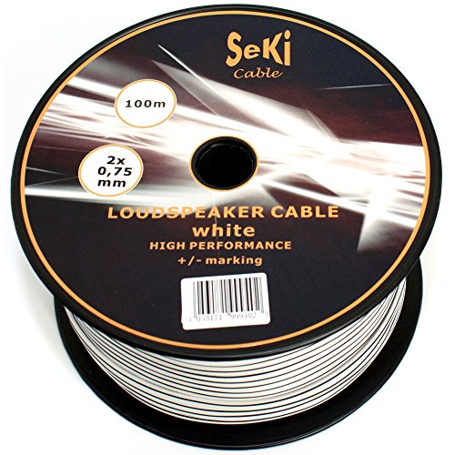 Lautsprecherkabel 2x0,75mm2 - 100m - weiss - CCA - Audiokabel - Boxenkabel von SeKi