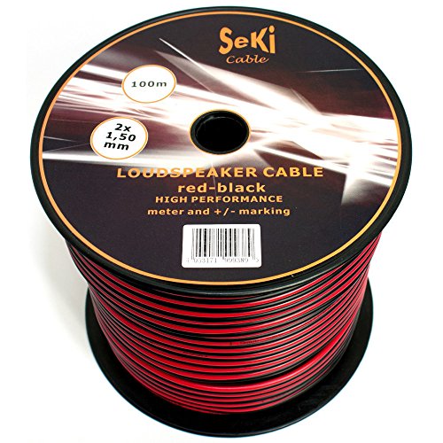 Lautsprecherkabel 2x1,50mm2 - 100m - rot-schwarz - CCA - Audiokabel - Boxenkabel von SeKi