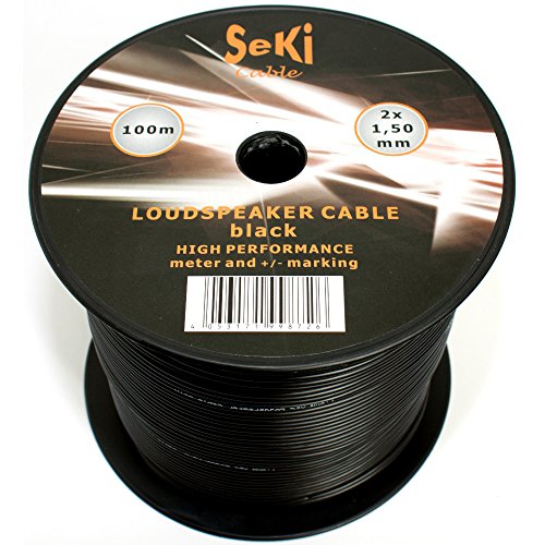 Lautsprecherkabel 2x1,50mm2 - 100m - schwarz - CCA - Audiokabel - Boxenkabel von SeKi