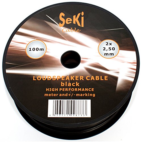 Lautsprecherkabel 2x2,50mm2 - 100m - schwarz - CCA - Audiokabel - Boxenkabel von SeKi