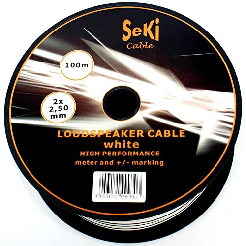Lautsprecherkabel 2x2,50mm2 - 100m - weiss - CCA - Audiokabel - Boxenkabel von SeKi