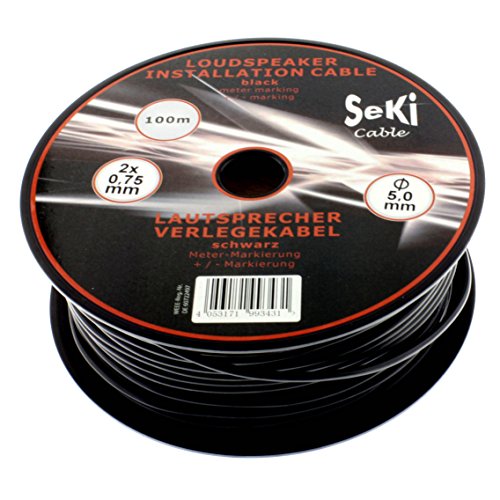 Lautsprecherkabel RUND 2x0,75mm² - schwarz - 100m Spule - CCA - PA Installationskabel - Audiokabel - Boxenkabel von SeKi