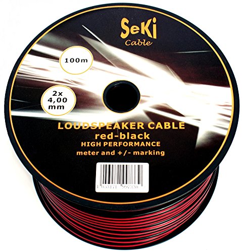 Lautsprecherkabel rot schwarz 2X 4,00mm² 100M Spule von SeKi