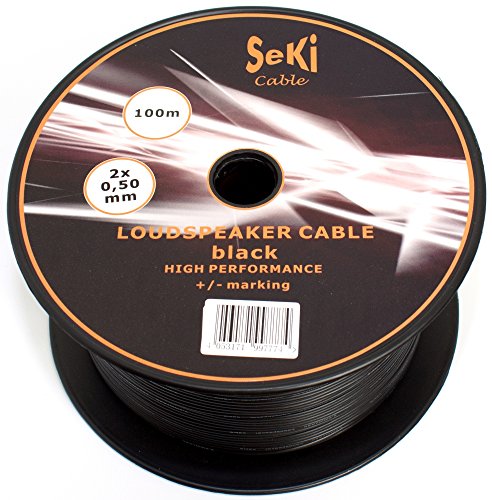Lautsprecherkabel schwarz 2X 0,50mm² 100M Spule von SeKi