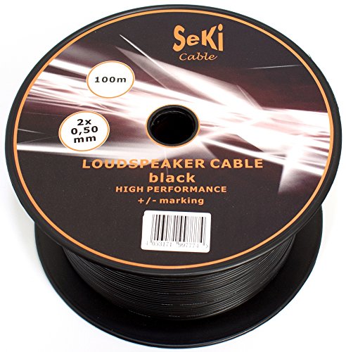 Lautsprecherkabel schwarz 2x 0,50mm² 100M Spule von SeKi