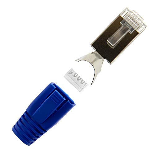 SeKi 10x Netzwerkstecker Blau CAT 7 6A 5 RJ45 LAN Netzwerk Crimp Stecker Knickschutz von SeKi