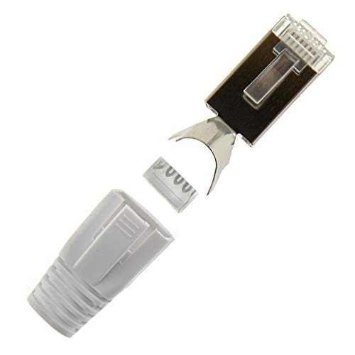 SeKi 10x Netzwerkstecker Weiss CAT 7 6A 5 RJ45 LAN Netzwerk Crimp Stecker Knickschutz von SeKi