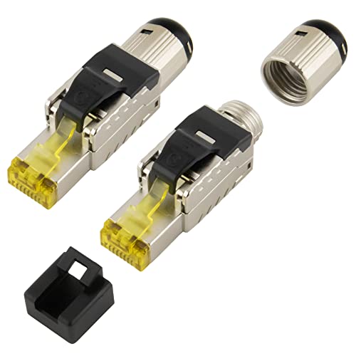 SeKi 2x Werkzeugfreier RJ45 Netzwerkstecker CAT 8.1 im Metallgehäuse passend für Verlegekabel und Patchkabel; Feldkonfektionierbar LAN Stecker für Netzwerkkabel kompatibel mit CAT5, CAT7, CAT6a, DSL SeKi 2x Werkzeugfreier RJ45 Netzwerkstecker CAT 8.1 im Metallgehäuse passend für Verlegekabel und Patchkabel; Feldkonfektionierbar LAN Stecker für Netzwerkkabel kompatibel mit CAT5, CAT7, CAT6a, DSL von SeKi