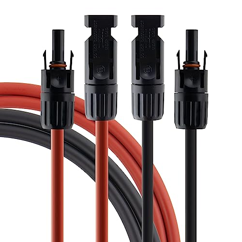 SeKi Solarkabel 4 mm² rot/schwarz - 10m; inkl. inkl. montierter MC4 kompatiblen Steckverbindern; Verlängerungskabel; PV Kabel; Anschlusset 1x rot + 1x schwarz von SeKi