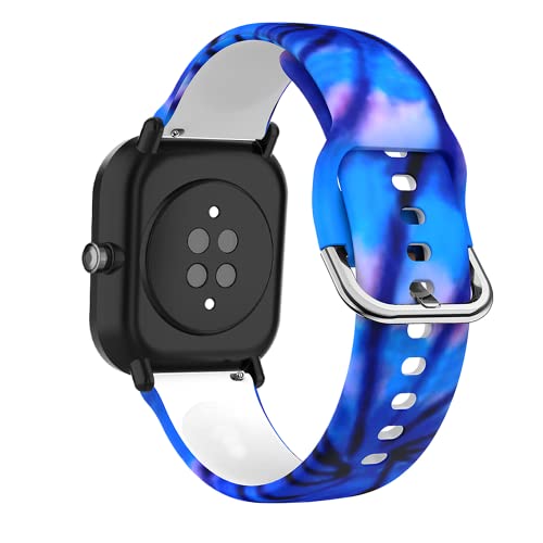 SeNool 20mm Armband für Amazfit GTR Mini/Amazfit GTS 4/GTS 4 Mini/GTS 3/GTS 2e/GTS 2 Mini, [2 Stück] Silikon Sport Uhrenarmbänder Ersatzarmband Armbänder Klettarmband für Amazfit GTS 2 - Blau von SeNool