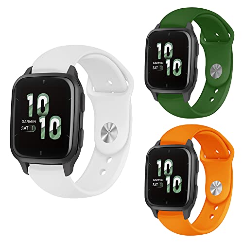 SeNool [3 Stück 20mm Armband für Garmin vívomove Trend/Garmin Venu Sq 2/Venu Sq 2 music/Venu 2 Plus, Silikon Ersatzarmband Uhrenarmband für GarminMove Sport - Weiß + Orange + Grün SeNool [3 Stück 20mm Armband für Garmin vívomove Trend/Garmin Venu Sq 2/Venu Sq 2 music/Venu 2 Plus, Silikon Ersatzarmband Uhrenarmband für GarminMove Sport - Weiß + Orange + Grün von SeNool