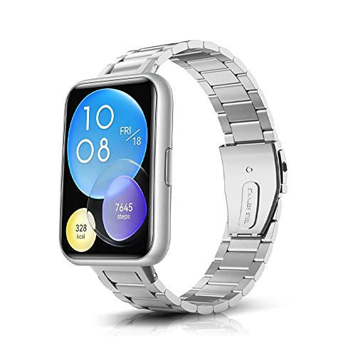 SeNool Armband Kompatibel mit Huawei Watch Fit 2, [Metall Ersatzarmband] [Hohe Qualität Edelstahl] [Schweiß und Korrosionsbeständig], Uhrenarmband für Huawei Watch Fit 2 - Silber von SeNool