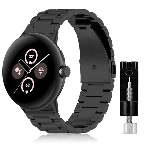 SeNool Armband für Google Pixel Watch 2/1, [Edelstah Metall Ersatzarmband] [Schweiß und Korrosionsbeständig] [Doppelte Faltschließe], Uhrenarmband für Google Pixel Watch 2/1 - Schwarz von SeNool