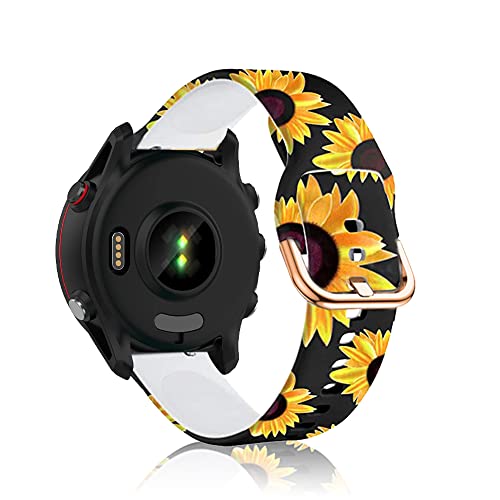 SeNool Armband für Huawei Watch GT 4 41mm/Garmin Venu 3S/Venu 2S, 18mm Silikon Ersatzband Uhrenarmband für Garmin Forerunner 265S/Forerunner 255S Music/Vivoactive 4S 40mm/Vivomove 3S 39mm -Sonnenblume von SeNool