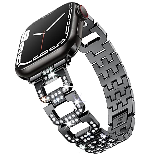 SeNool Diamant Armband für Apple Watch Series 9/Series 8/Series 7 [41mm], Metall Uhrenarmband für Apple Watch Series 6/Series 5/Series 4/SE [40mm]/Series 3/Series 2/Series 1 [38mm] - Schwarz von SeNool