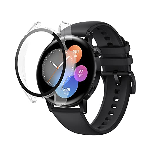 SeNool Hülle Kompatibel mit Huawei Watch GT 3 42mm, Harter PC Hülle mit Glasfolie Schutzfolie, [9H Härte, Anti-Kratzen], Schutzhülle Kompatibel mit Huawei Watch GT3 42mm - Transparent von SeNool