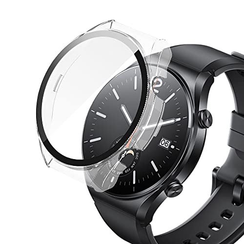 SeNool Hülle Kompatibel mit Xiaomi Watch S1, Harter PC Hülle mit Glasfolie Schutzfolie, [9H Härte, Anti-Kratzen], Schutzhülle Kompatibel mit Xiaomi Watch S1 - Transparent von SeNool