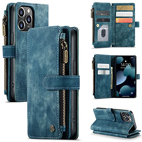 SeNool Hülle Kompatibel mit iPhone 13 Pro, Klapphülle Handyhülle mit [Kartenfächer] [Ständer Funktion] [Magnetverschluss], Schutzhülle Kompatibel mit iPhone 13 Pro - Blau von SeNool