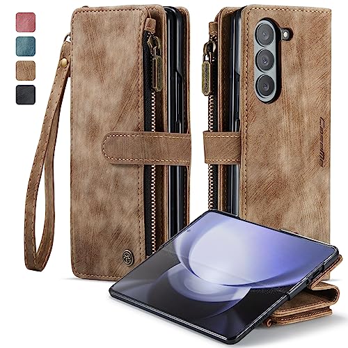 SeNool Hülle für Samsung Galaxy Z Fold 5 5G, mit S Pen Holder, Klapphülle Handyhülle mit [Kartenfächer] [Ständer Funktion] [Magnetverschluss], Schutzhülle für Samsung Galaxy Z Fold 5 5G - Braun von SeNool
