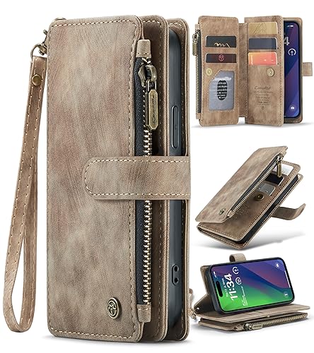 SeNool Hülle für iPhone 15, Klapphülle Handyhülle mit [Kartenfächer] [Ständer Funktion] [Magnetverschluss], Schutzhülle für iPhone 15 - Braun von SeNool