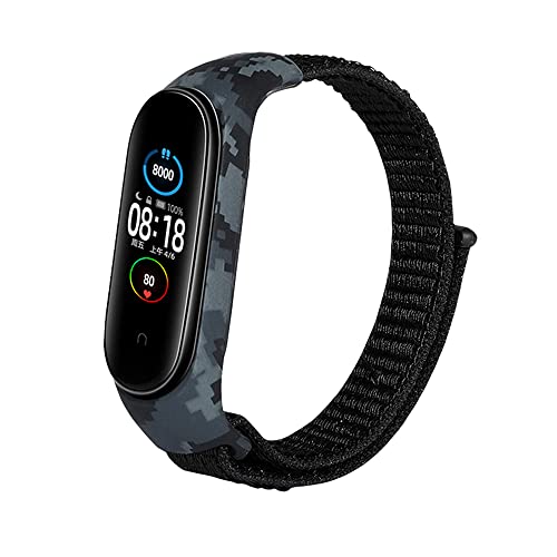 SeNool Nylon Armband Kompatibel mit Xiaomi Mi Band 6/Mi Band 5/Mi Band 4, [Klettarmband] [Weiches, Atmungsaktives, Leichtes], Bänder Kompatibel mit Mi Band 6/5/4/3 - Schwarz von SeNool