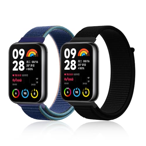 SeNool Nylon Armband für Xiaomi Smart Band 8 Pro (Xiaomi Mi Band 8 Pro) / Xiaomi Redmi Watch 4, Weiches Nylon Ersatzarmband Uhrenarmband für Xiaomi Redmi Watch 4 / Mi Band 8 Pro - Blau + Schwarz von SeNool